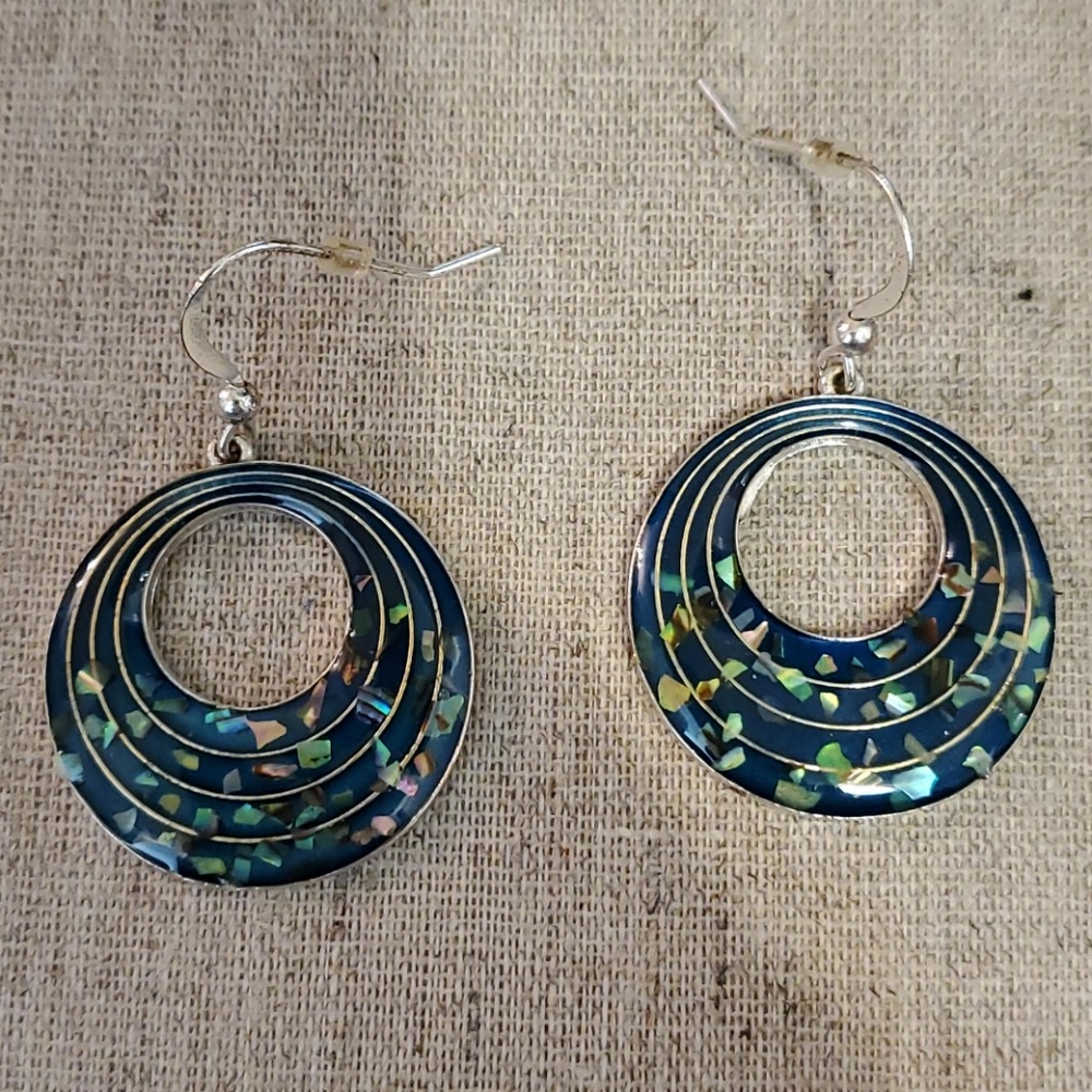 Blue speckled necklace and earrings set - Picture 3 of 7
